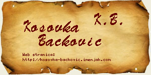 Kosovka Backović vizit kartica